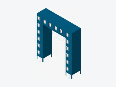 Locker - Metal - Locka - Classic - 16 Person Low-poly 3D model