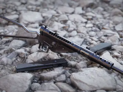 STEN Mk2 Submachinegun - Game and VFX-Ready Low-poly 3D model