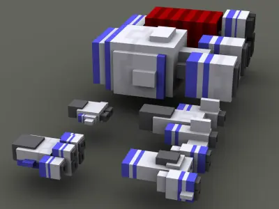 Voxel style spaceships 3D model