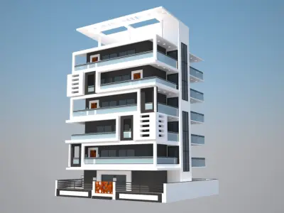 Luxurious commercial building exterior 3D model