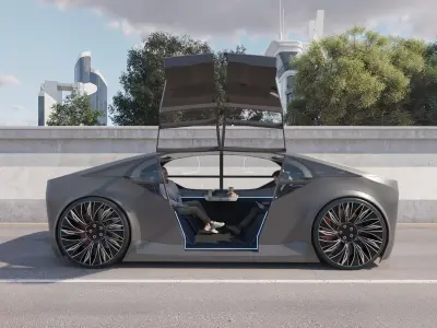 Self-Driving concept car with interior and rigged 3D model purchase