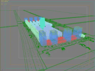 Architecture office building near river 3D model