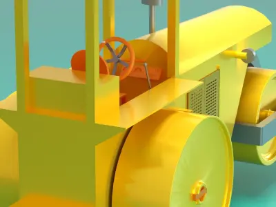 Road Roller - Indian Low-poly 3D model