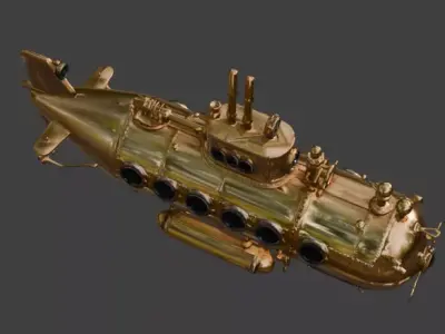 Steampunk Mini Submarine 3D Model Low-poly 3D model