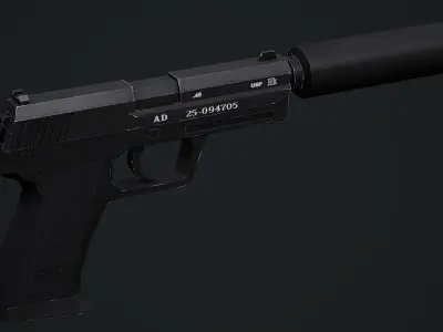 HK USP Game Ready Low-poly 3D model
