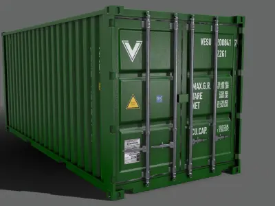 PBR 20 ft Shipping Cargo Container Version 2 - Green Low-poly 3D model
