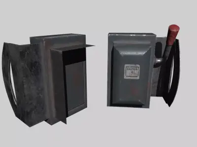Animated Electrical Switch with Lever Low-poly 3D model