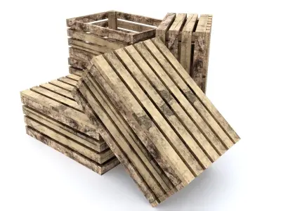 WOODEN BOX Low-poly 3D model 5