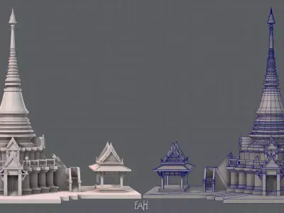 Pagoda V01 Low-poly 3D model