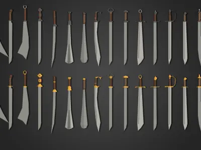 Low Poly Cleaver Pack 1 Low-poly 3D model