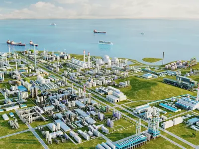Chemical Plant - Oil Refinery - Industrial Park animation model 3D model