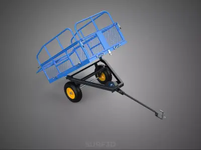 TIPPING TRAILER CARGO CART WAGON GARDEN LAWN MOWER ATV TRACTOR 2 3D model