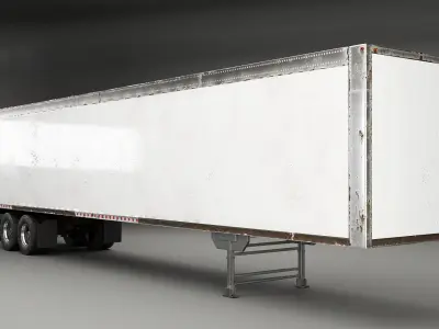 Old Dry Van Semi-Truck US Trailer 3D model