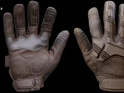 Tactical Gloves 007 Low-poly 3D model
