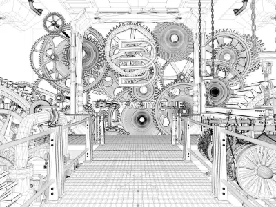 C4D Octane render Steampunk Gear Factory 3D model