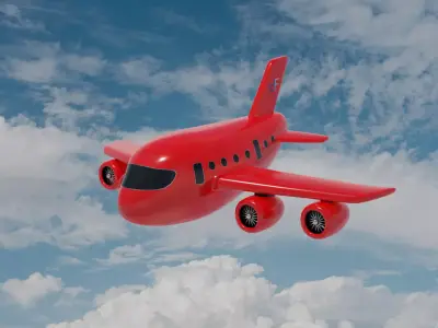Cartoon Airplane Low-poly 3D model purchase