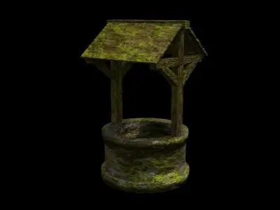 low poly assets wooden cart and watering can Free low-poly 3D model