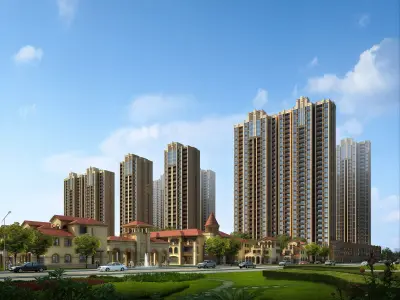 3Dmax fashion city commercial square building 373 3D model