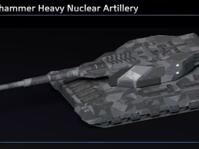 Scifi Doomhammer Heavy Nuclear Artillery Low-poly 3D model