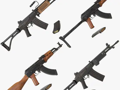  4 Assault Rifle All PBR Unity UE Textures Included 