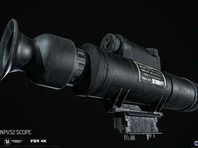 AN PVS 2  Night Vision Scope  With Mount  Low-poly 3D model