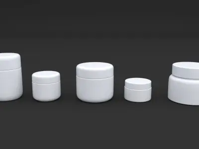 3D Cosmetic Cream Container Set model 3D model