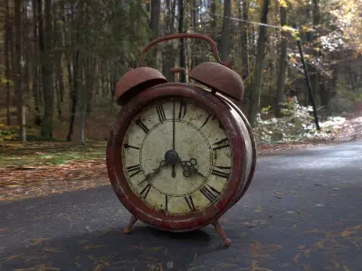 Realistic alarm vintage clock Low-poly 3D model