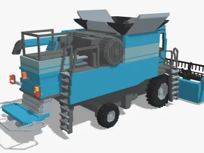 Voxel Harvester Low-poly 3D model