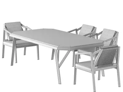 sette garden stone table and chair 3D model