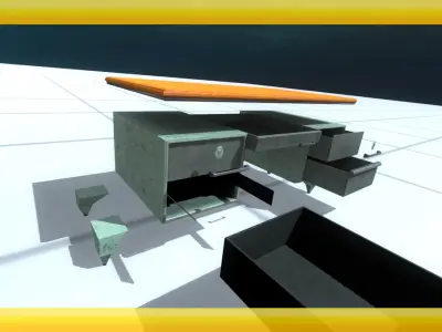 Wooden Desk Unity Free low-poly 3D model