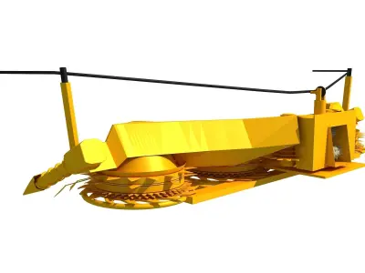 Yellow Combine Forage Threshing Header 3D model