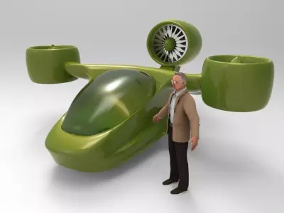 Futuristic Tricopter Aircraft 3D model