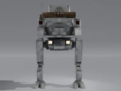 Panzer Mech Walker with RIG and LOWPOLY Winter Camo Low-poly 3D model