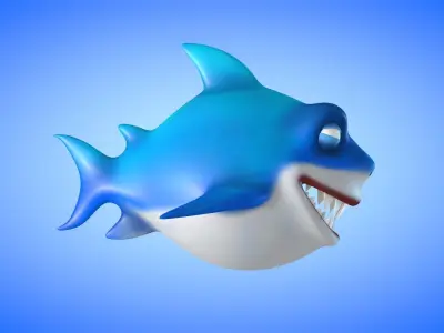 Shark cartoon 3D model buy