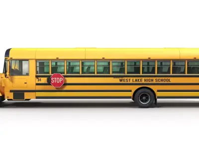 80s generic american yellow school bus Low-poly 3D model
