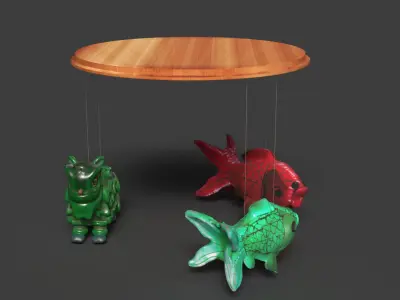 Chinese fish  lantern with lion dance costume  Low-poly 3D model