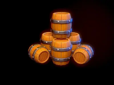 Stylized Barrels Free low-poly 3D model