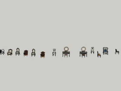 Classic Chairs Collection 3D model Low-poly 3D model