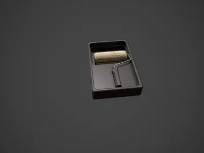 Clean Paint Roller and Tray Low-poly 3D model