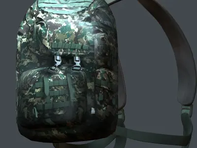 Backpack military combat Black baggage Low-poly Low-poly 3D model