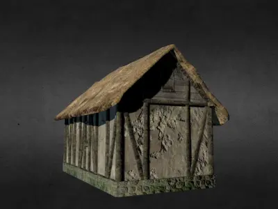 Medieval house Low-poly 3D model 14