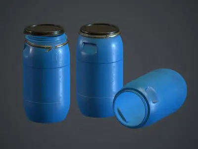 Plastic Barrel PBR Game Ready Low-poly 3D model