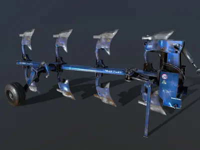 Mechanical Rotary Plow Low-poly 3D model