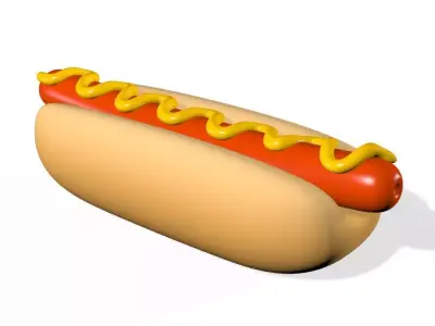 Hotdog Bread Roll Bun Sandwich model 3D model