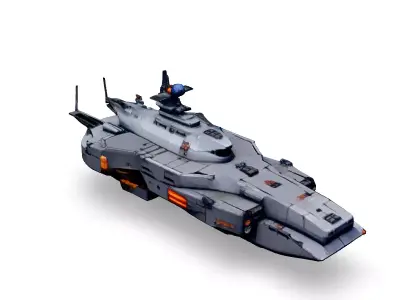 Scifi Battleship Futuristic Warship Model Low-poly 3D model