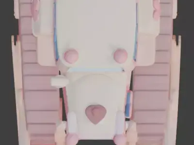 Stylized 3D Valentine  Bulldozer Model Low-poly 3D model