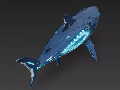 Deep Blue Cyber Shark Low-poly 3D model