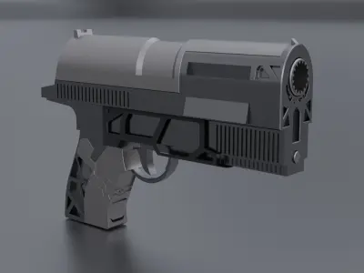 Custom SciFi Armed Pistol Free low-poly 3D model