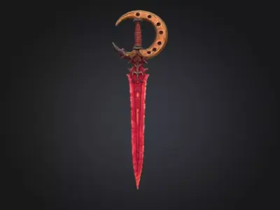 Infernal Crescent Blade Fantasy Game Ready 3D Sword Low-poly 3D model