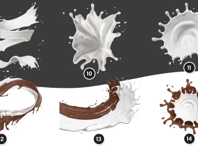  Splash Milk 20 Files 3D Model Collection 